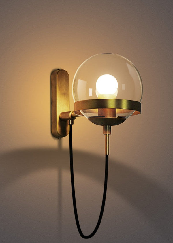 Modern LED Wall Lamp Bathroom Bedroom Copper Glass Ball