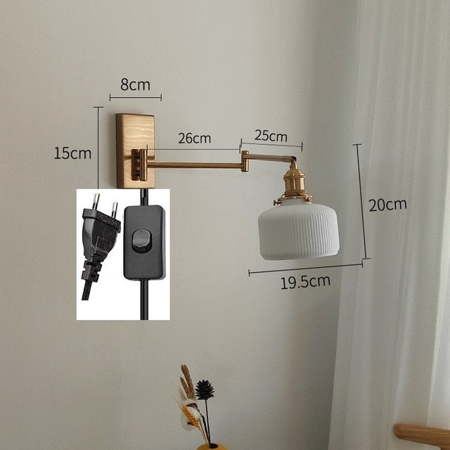 Nordic Modern LED Wall Sconce Left Right Rotate ( EU plug in switch )
